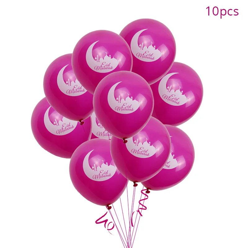 10pc Rose red Ballon Eid Al Adha украшения EID MUBARAK воздушные шары мусульманский фестиваль баллон баннер торт Топпер Рамадан Карим исламские украшения для дома - Цвет: 10pc Rose red Ballon