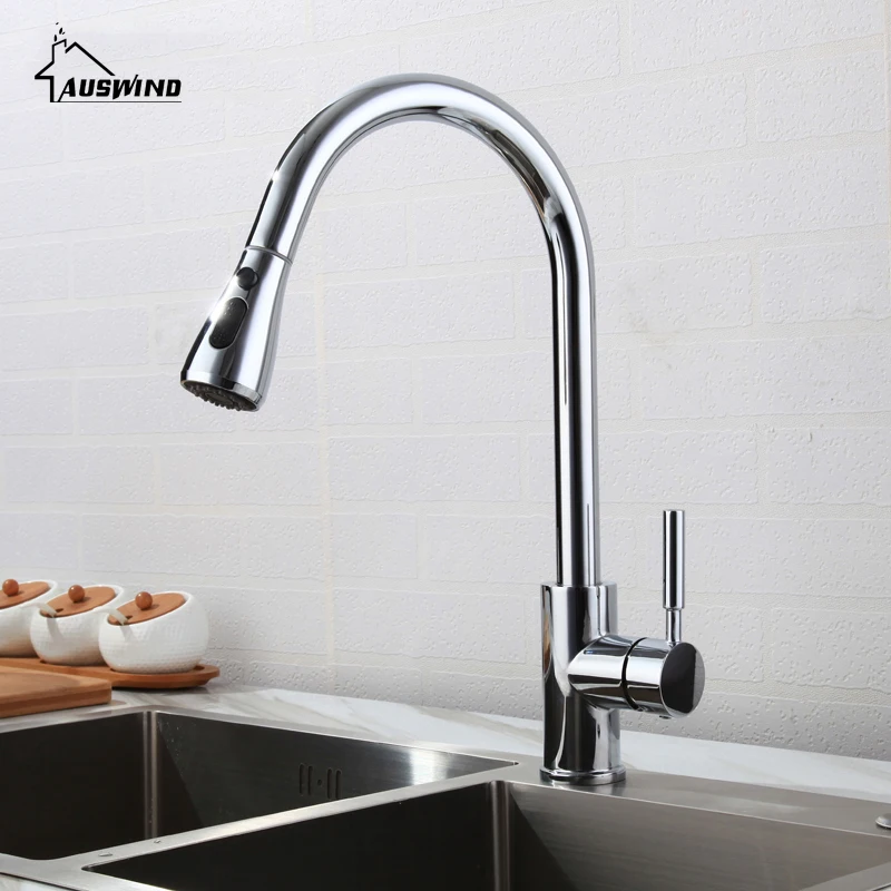 

Kitchen Pull-out Faucet With Shower Single-hole Dual-control Rotary Hot And Cold Drawing Kitchen Faucet Ym2