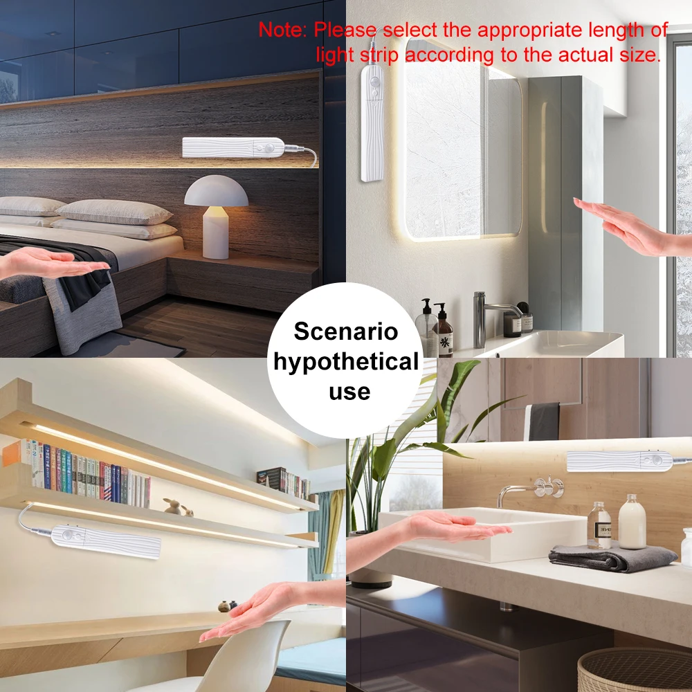 cheap LED 5V Wireless Smart PIR Motion Sensor Light Strip LED Closet Night light 2835SMD Strip Lamp Cabinet Flexible Ribbon Lamp Tape