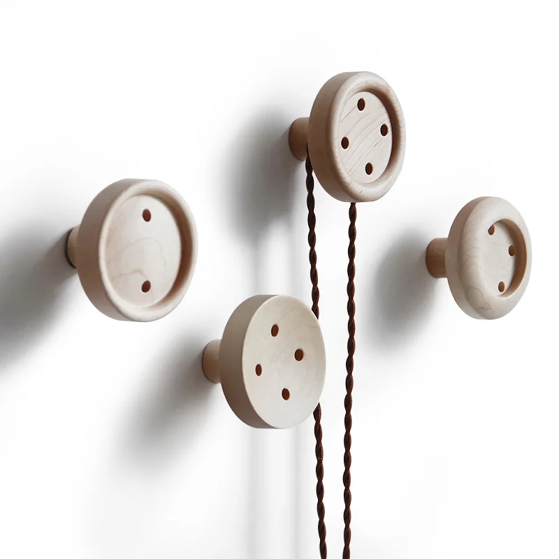 

Button wall hook creative solid wood coat hook hook personality decorative hanger porch wall hanging key storage hook