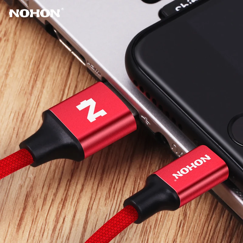 Nohon Cable For iPhone X 8 8Plus 7 7Plus 6 6S Plus 5S iOS 11 10 9 8 7 iPad 8pin Fast Charger Data Sync Phone Cable For Lightning