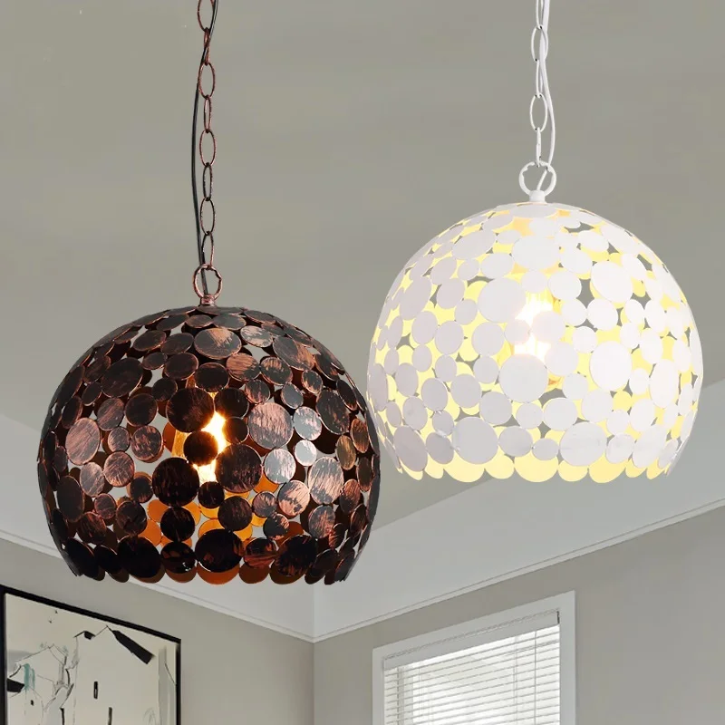 

Postmodern cafe iron pendant light bar table creative bedside study iron single head white decorative pendant lamps ZA911609