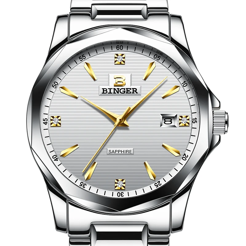 Goedkoop 2018 BINGER Heren Horloges Topmerk Luxe Quartz Horloge Mannen volledige Rvs Heren Polshorloge Waterdicht reloj hombre B3057M 2