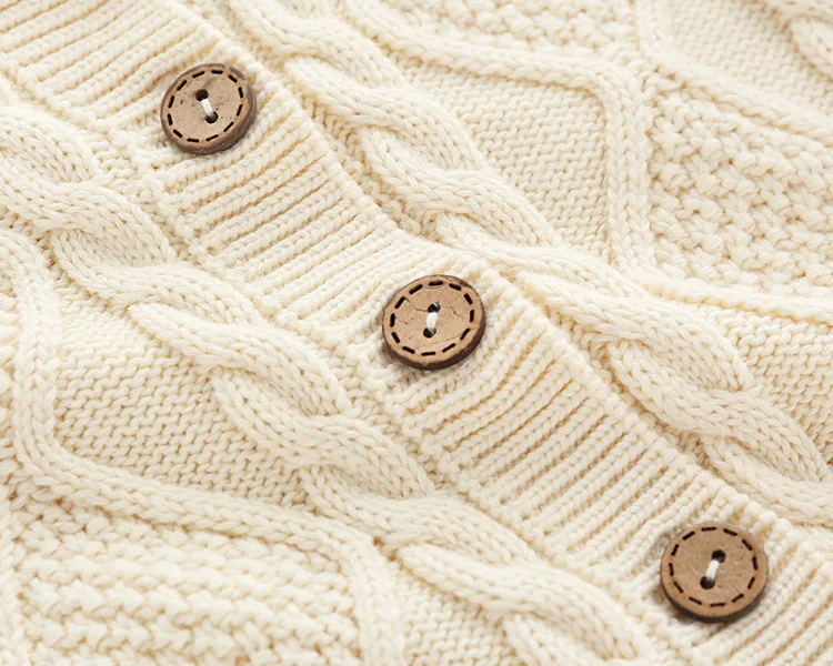 Baby Rompers Knitted  Newborn Boy Jumpsuit Outfits Long Sleeve Autumn White Cable Infant Girl Overalls Winter Warm Children Wear