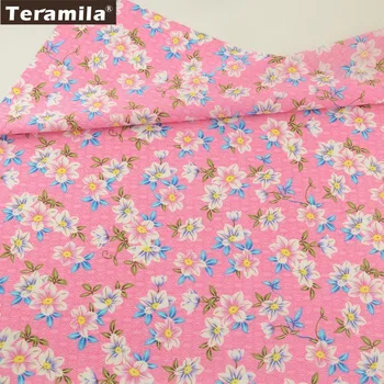 

Teramila Cotton Poplin Fabric Pink High Quality Tissue Printed Lily Printed Design Quilting Patchwork DIY Dress Crafts Cloth