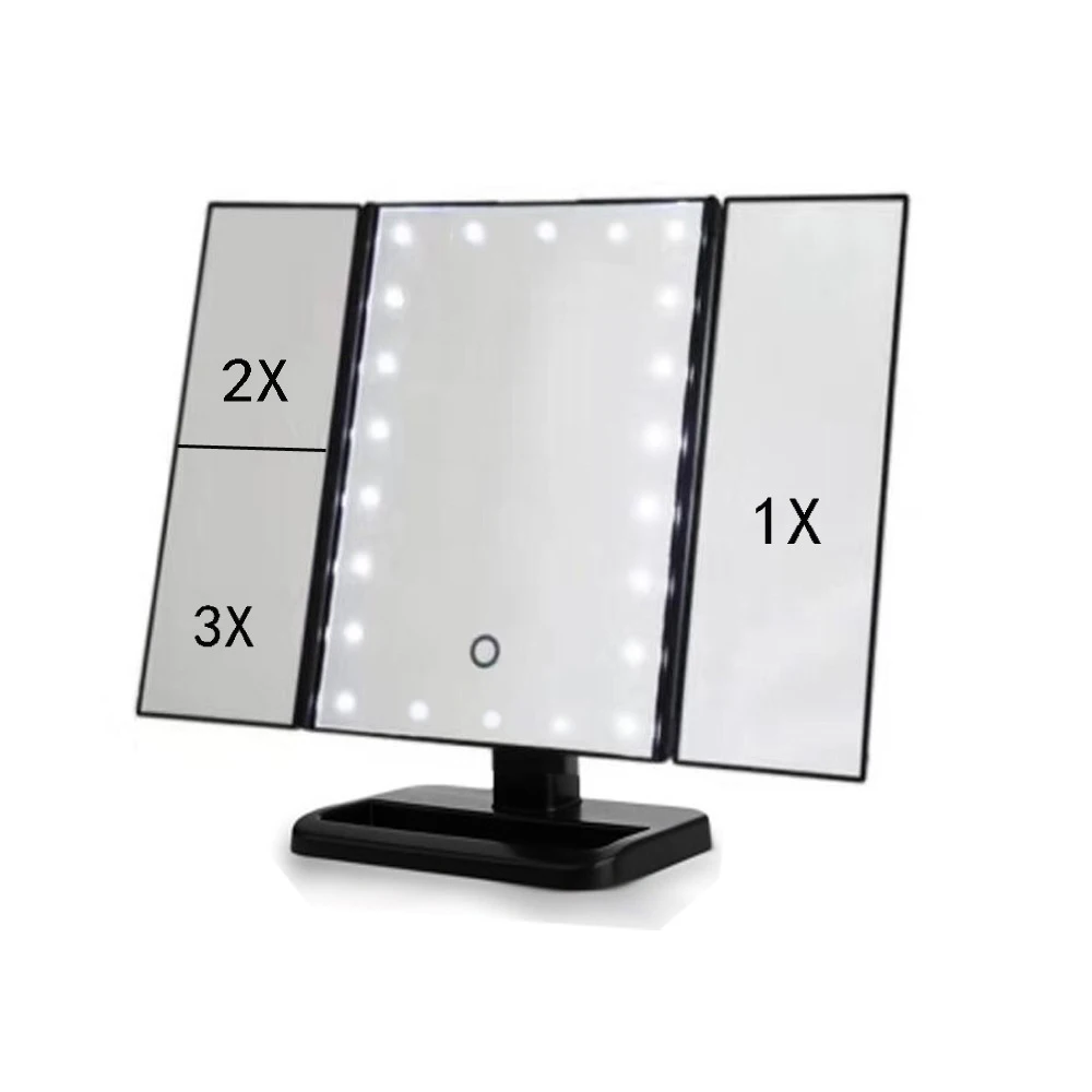 

22 Light LED Touch Screen Makeup Mirror Table Desktop Makeup 1X/2X/3X Magnifying Mirrors Vanity 3 Folding Adjustable Mirror