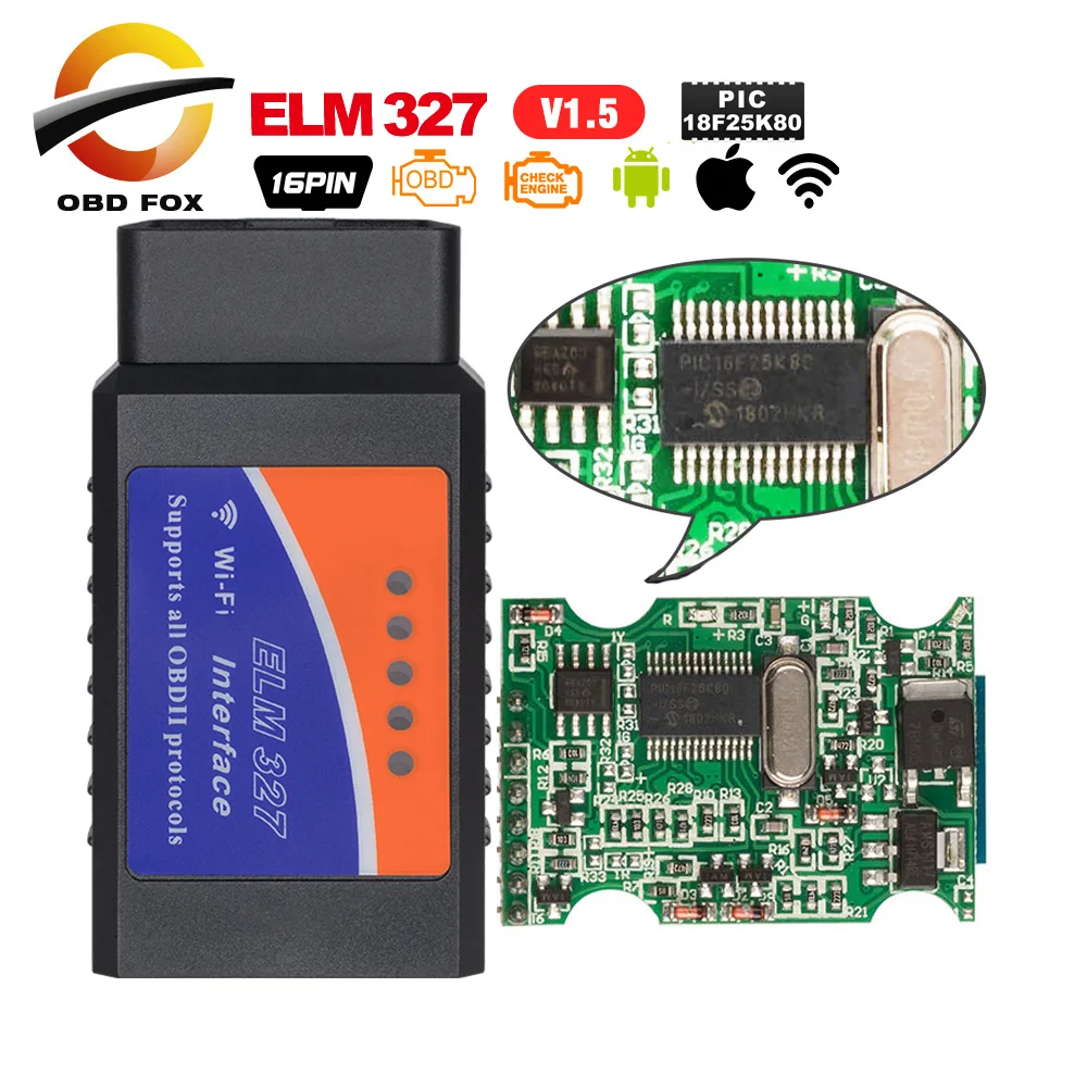 

ELM327 obd2 WIFI coder reader scanner super mini elm327 V1.5 bluetooth PIC18f25K80 elm 327 usb obd cable Car diagnostic tool