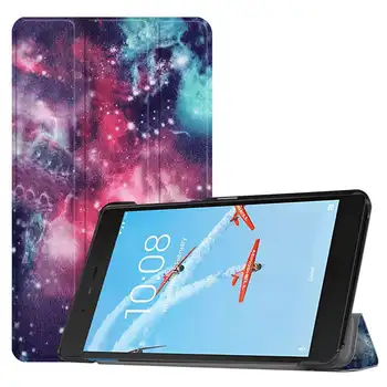 

Slim Protective Case For Lenovo Tab E7 2018 7 inch Tablet Funda Tri-Fold Flip Stand Cover For Lenovo 7104 TB-7104F case+Film+Pen