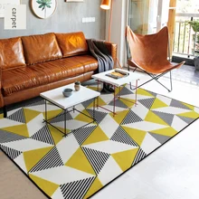 Европейский Простой Стиль абстрактный дизайн желтый геометрический узор Прямоугольный Коврик Нескользящие Спальня комнаты большой ковер