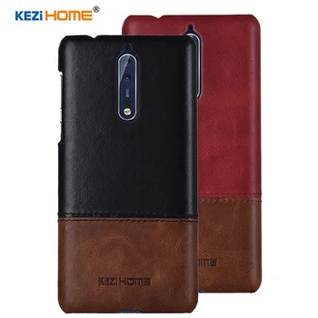 

Kezihome For Nokia 8 Cell Phone Case Back Genuine leather + PC Armor Case For Nokia 8 hole Case High quality