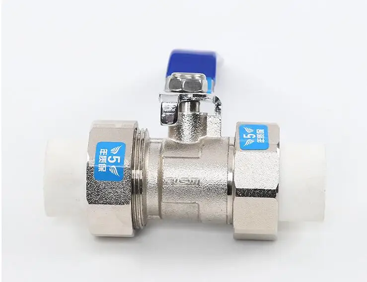 Утолщение ppr медный шаровой клапан большая ручка бегущий водный клапан двусторонний переключатель резьбовое соединение DN 20-63