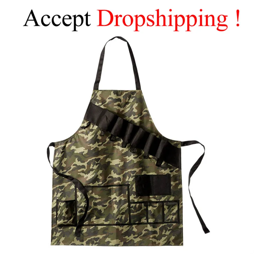 

The Grill Sergeant BBQ Apron Cotton Camouflage Gag Gift for Cookouts and Bottle Opener BBQ Aprons for Men Dad Funny with Pockets
