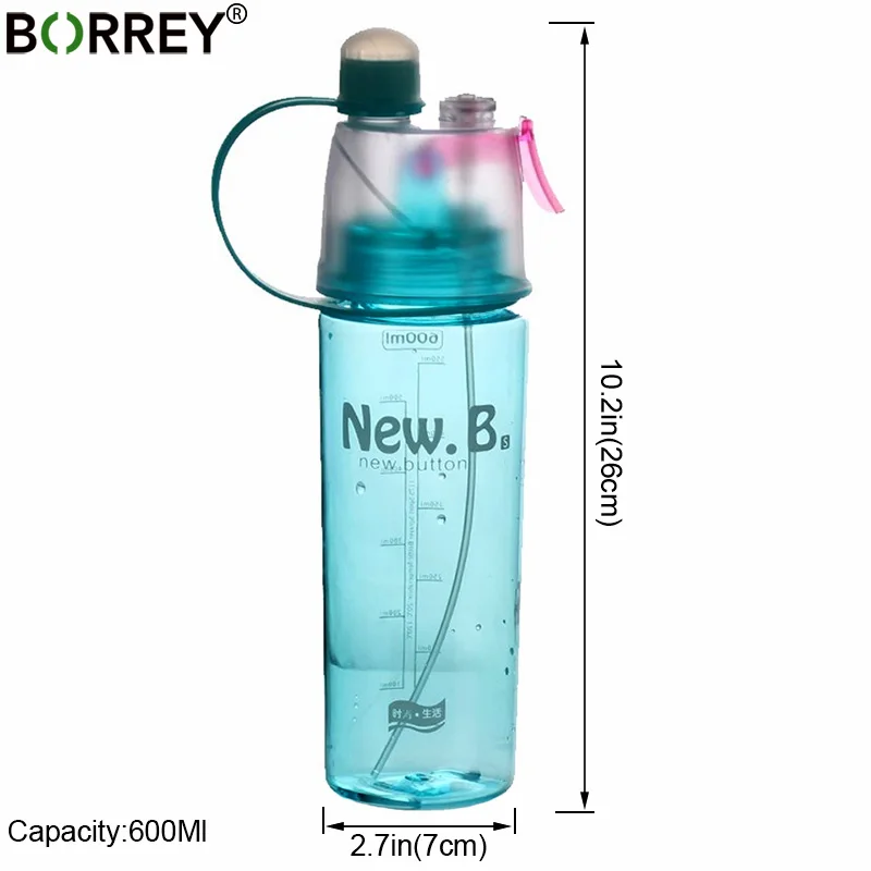 BORREY 600 мл Пластик Sport спрей бутылка для воды Спорт на открытом воздухе велосипед Велоспорт Фитнес бутылка с распылителем питьевой бутылки воды Bpa бесплатно