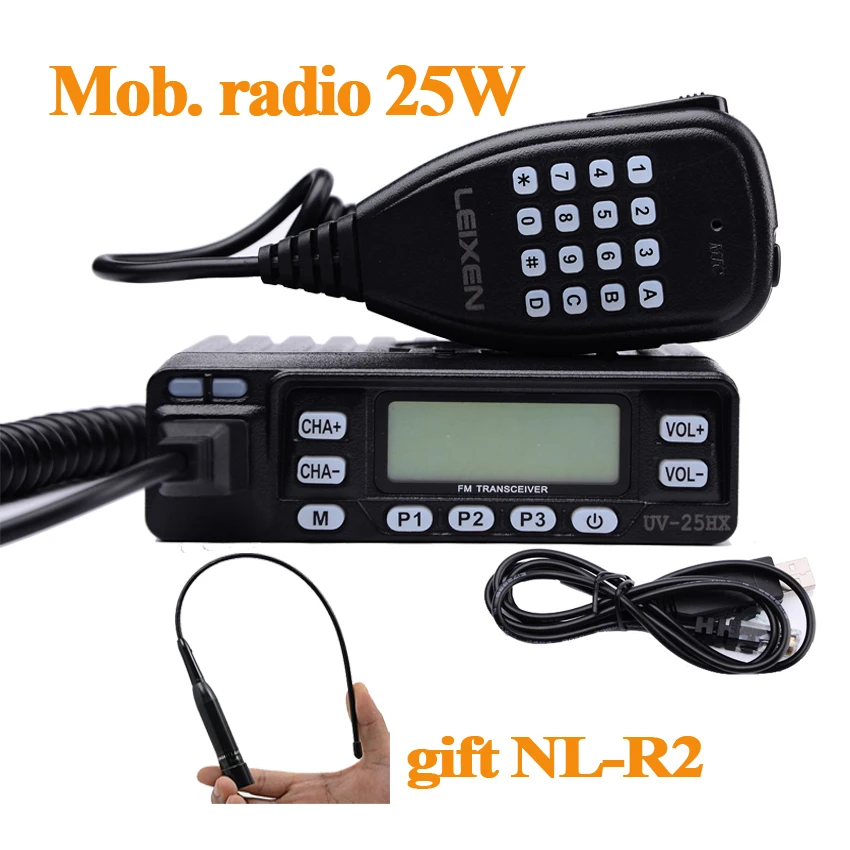 

Leixen UV-25HX Min Car Walkie Talkie Dual-Band VHF UHF Mobile Radio Two Way Ham Radio HF Transceiver For Hunting Radio Station