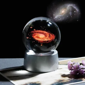 

crystal Ball Solar System Model Decoration Accessories Three Dimensional Laser Carving Quartz Glass Ball Christmas Birthday Gift