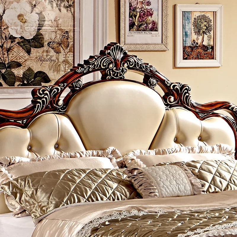 النمط الأوروبي عالية الجودة 5 قطعة طاقم غرفة نوم مع نحت من فوشان الأثاث