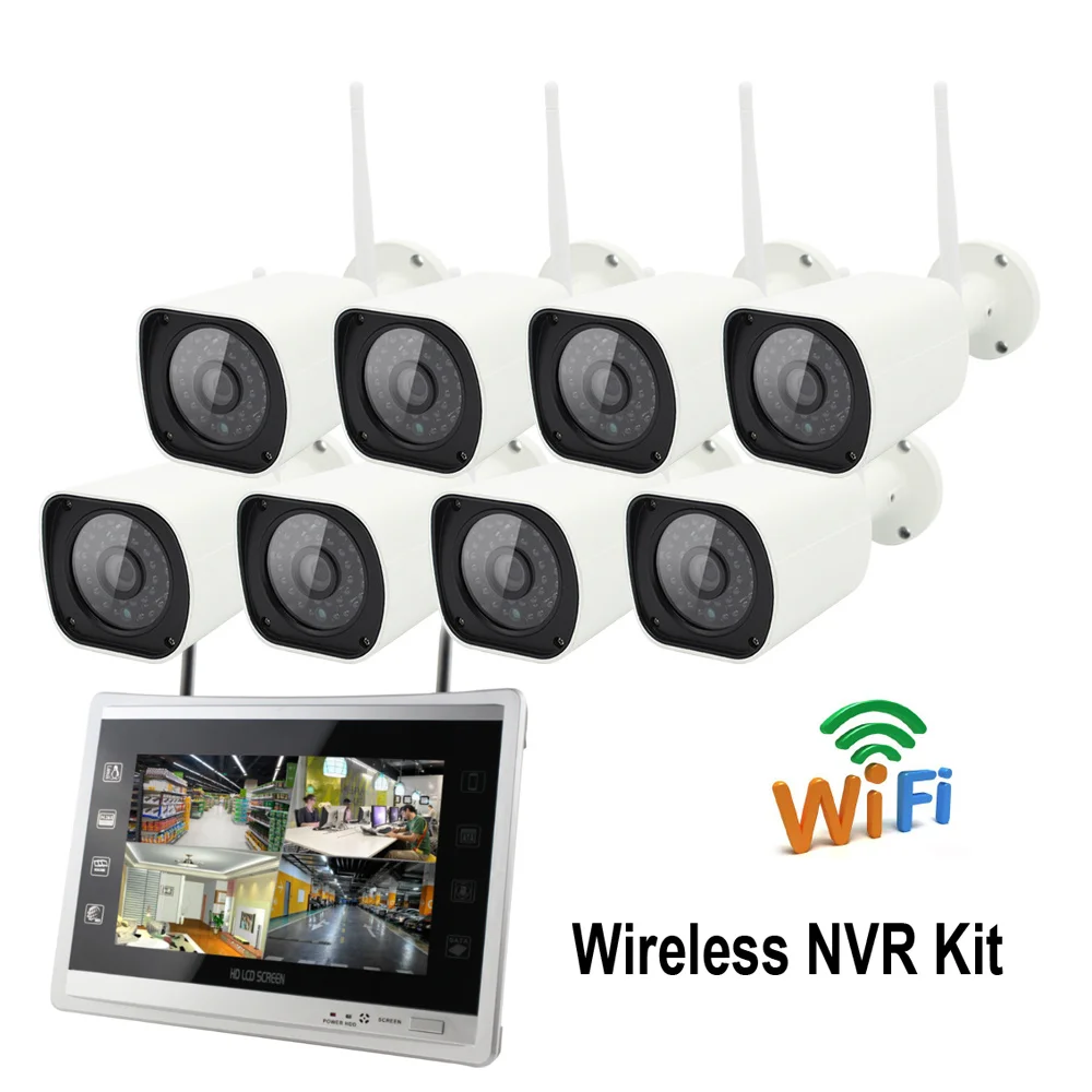 Беспроводной 960P NVR комплект HD 1" ЖК-монитор 8CH wifi NVR безопасность 1.3MP аудио wifi камера CCTV камера система приложение удаленное