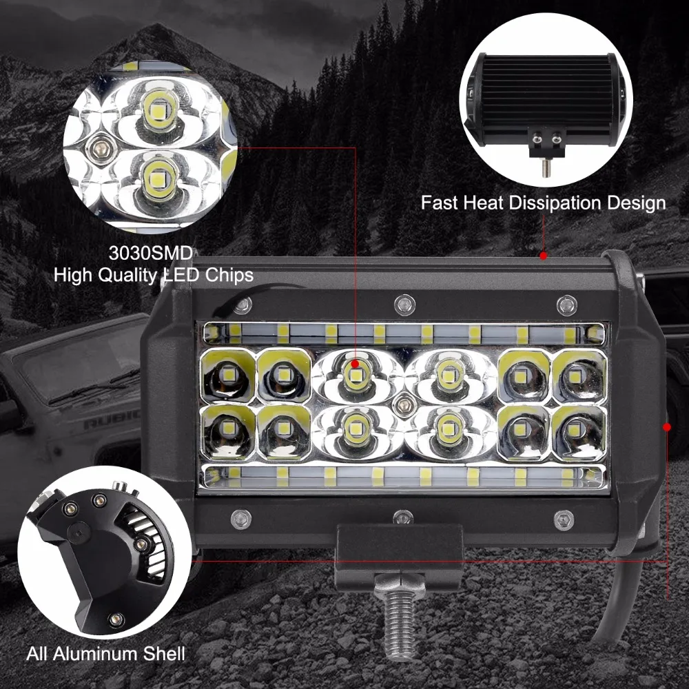 2pcs 5" LED light bar 12V 24V Driving worklights for Offroad auto 4WD 4x4 UAZ SUV motorcycle ramp flood combo beam car fog lamps
