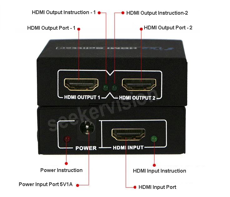 10 шт./лот DHL Бесплатная дома Театр 1 в 2 из HDMI Splitter сепаратор 4 К аудио-видео конвертер для HDTV DVD PS3 PC