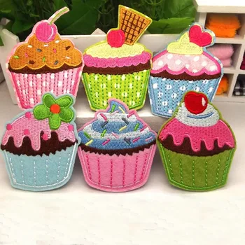 

Mixed 6 Style Adhesive Ice Cream Cake Embroidered Patch Children's Clothing Iron-on Cloth Sweater Decoration Apparel Accessory