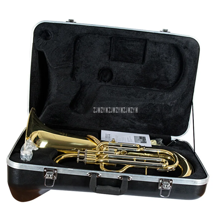 Professional Euphonium 3 Straight Key Bb Bass French Horn Gold Lacque Trumpet Brass Material Musical Instruments JBEP-1180