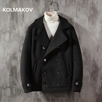 

2020 Winter Men's Woolen Coats Double breasted Casual Overcoat Mens high quality Fashion Classic Business trench coat men