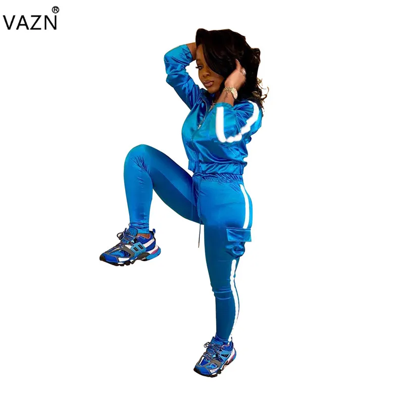 VAZN الربيع النساء العمر تخفيض عالية الجودة عارضة 2019 2 قطعة مجموعة الصلبة الكامل كم أعلى الكامل بانت رياضية مجموعة ME252