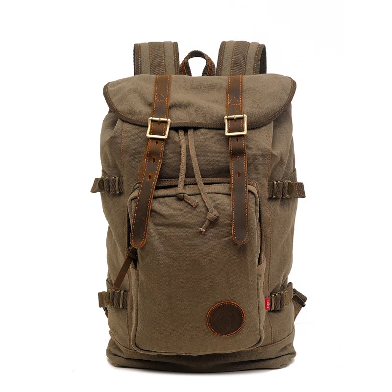 

35L Canvas Men's Backpack Travel Mountain Hiking Male Backpacks for Laptop Large Capacity Man Backpack Sport Bag Multi-pockets
