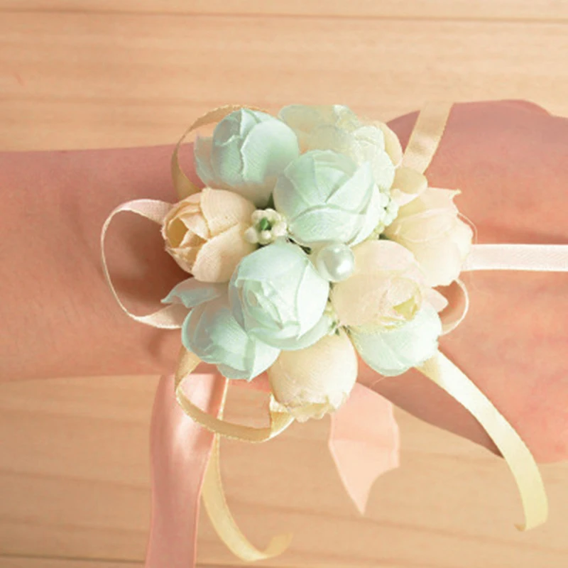 

Women Wrist Flower Bracelet 7*25cm Cloth Hand Decor Beautiful Wedding Bridal Wrist Corsage