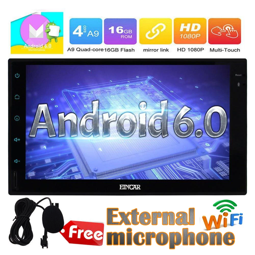 

Android 6.0 Car Radio Double 2 Din Stereo in Dash Vehicle GPS Sat Navigation Support Wifi Bluetooth/RDS/SD/USB/OBD2/Mirrorlink