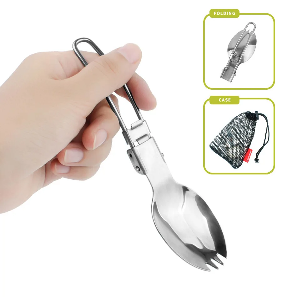 

Camping Folding Spork Cutlery Tableware Cookware Fork Spoon Ourdoor Kamp Malzemeleri Stainless Steel Picnic Equipment Cooking