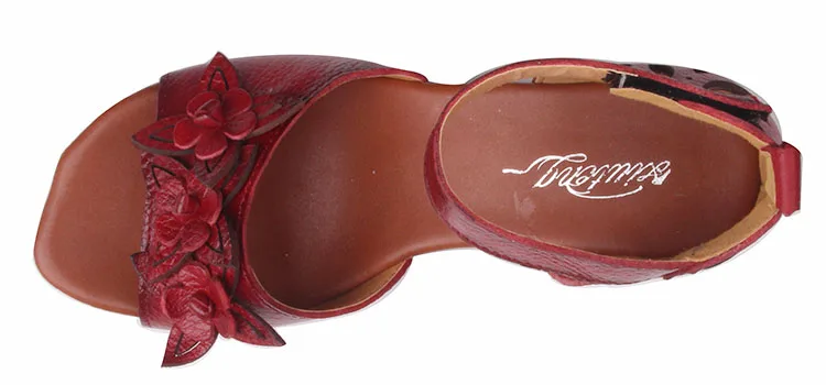 Xiuteng/Новинка; Летние босоножки на высоком толстом каблуке; женская обувь из натуральной кожи; женские босоножки ручной работы с цветочным узором для отдыха; sapato