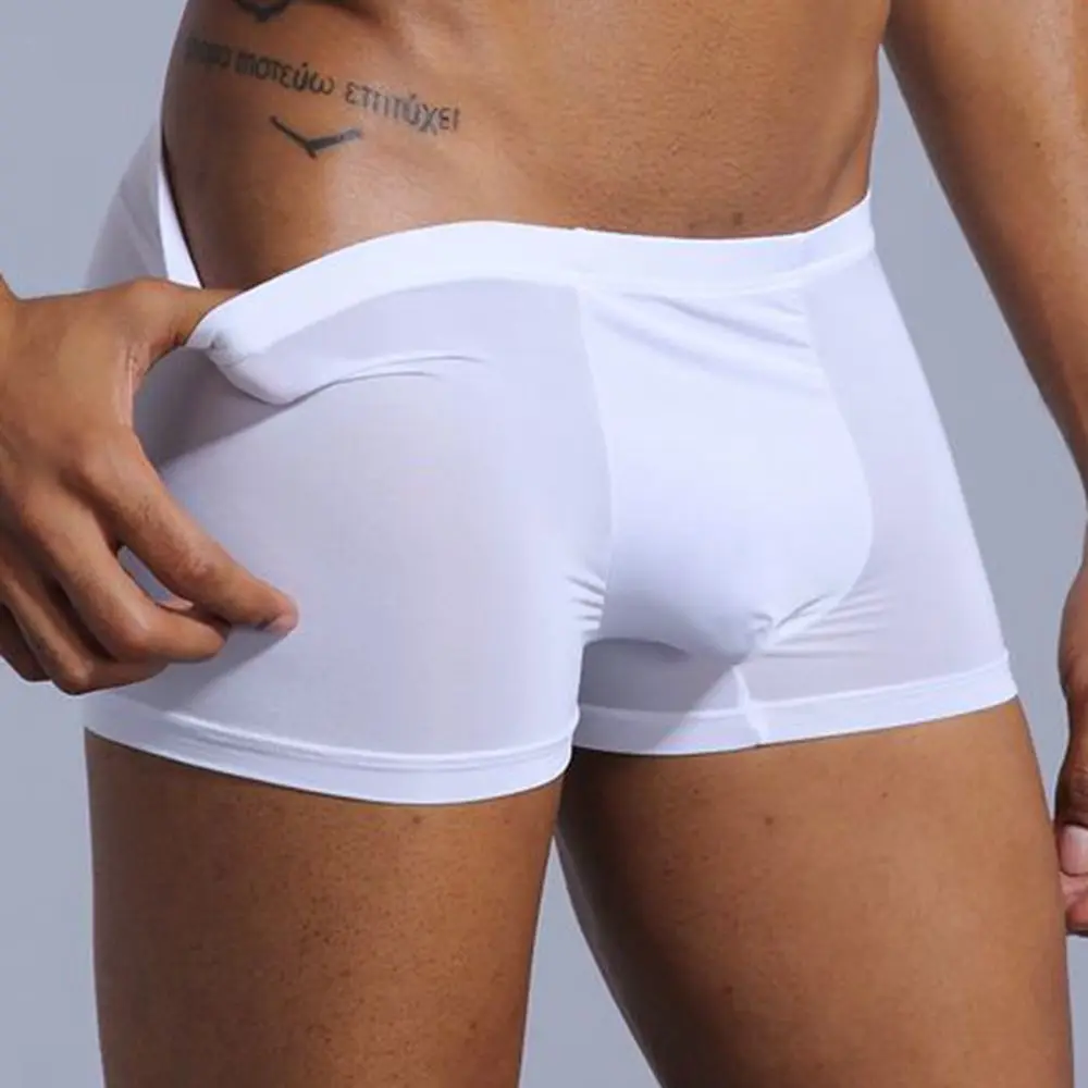  Very thin men's underwear nylon ice silk boxers double bagged high-interest high-stretch boxers - 33007455018