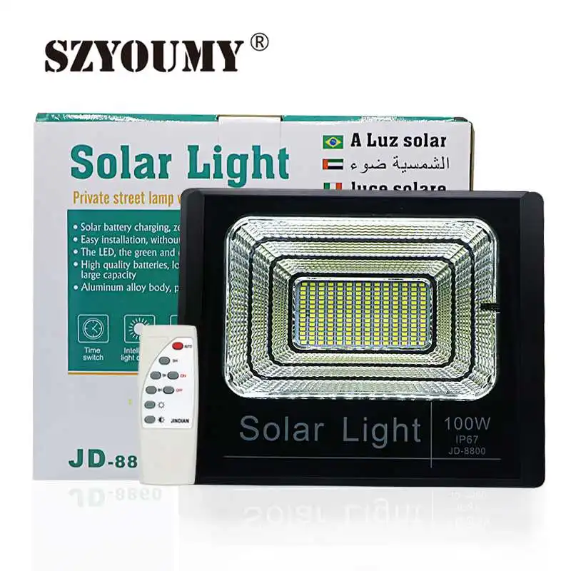 SZYOUMY Solar LED Light Spotlight 10W 25W 40W 60W 100W Licht Control Schijnwerper Tuinverlichting Waterdicht LED Street Lamp SZYOUMY Solar LED Light Spotlight 10W 25W 40W 60W 100W Licht Control Schijnwerper Tuinverlichting Waterdicht LED Street Lamp