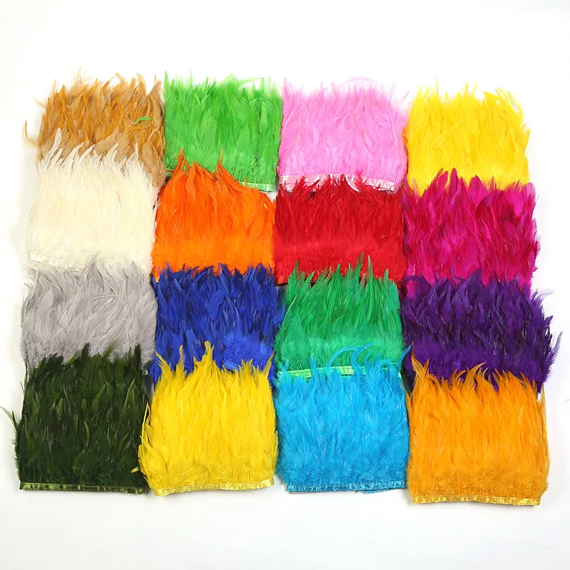 

1meter 24 colors Natural chicken feather Trimming height 10-15cm feathers ribbon for DIY wedding party dresss decoration craft