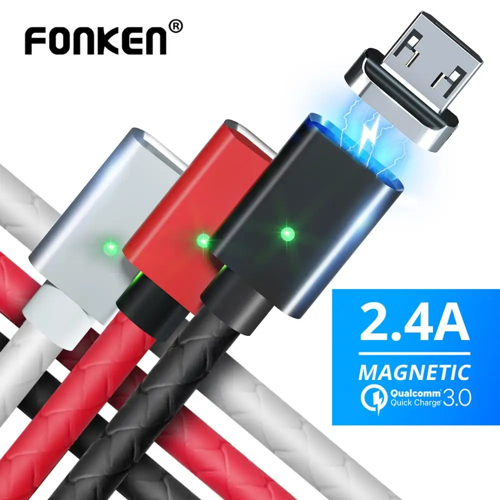 FONKEN Magnetic Cable 3A Micro USB Cable Magnet Fast 