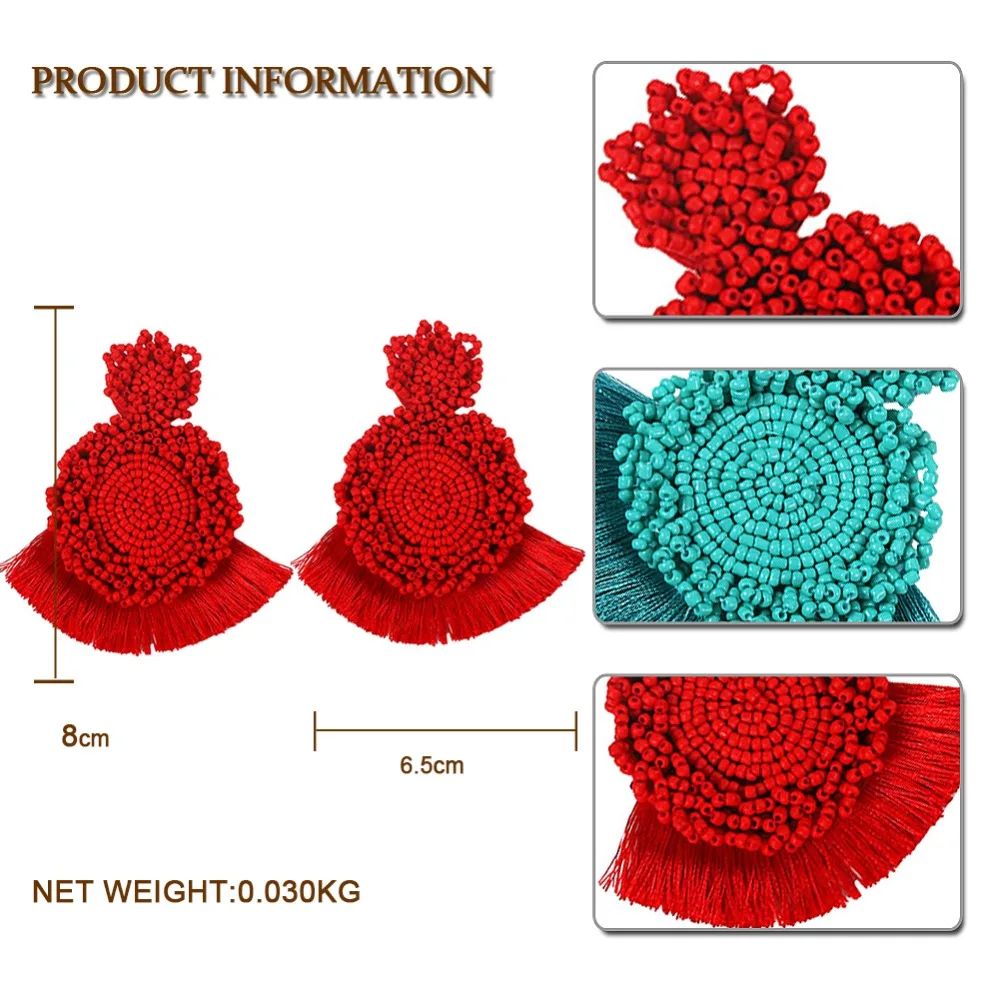 Лучшие женские красные серьги ручной работы из бисера, ювелирные изделия для женщин, Висячие висячие серьги с бахромой, серьги для свадебной вечеринки