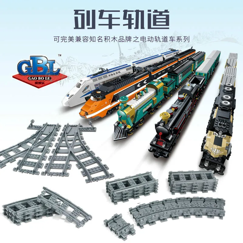 

City Trains Train Flexible Track Rail Crossing Straight Curved Rails Building Blocks Kids Toys Compatible With Legoe City train