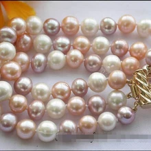 Z2925 3row 10 мм белый розовый фиолетовый круглый пресноводных жемчужный браслет благородный стиль естественно прекрасно jewe быстрая