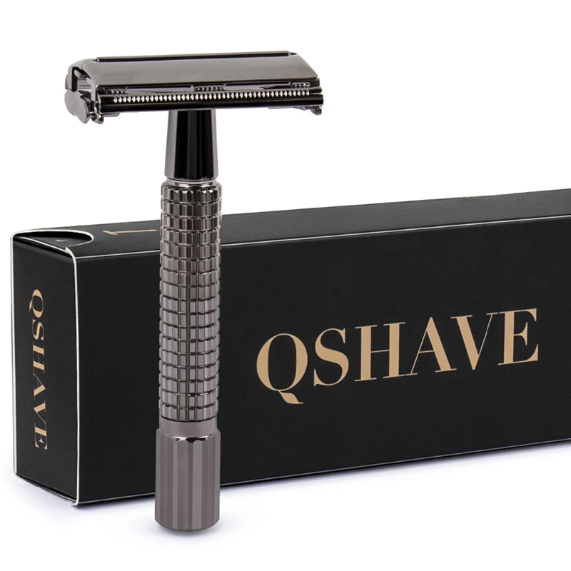 Классическая Безопасная бритва QSHAVE с короткой ручкой 8,7 см, с 5 лезвиями в подарок, Эпилятор Gunblack weishi, прямая Бритва для удаления волос