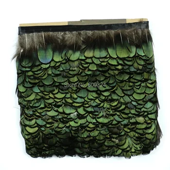 

Free shipping Lady Amherst Pheasant feather fringe natural green color 10 yards trim Pheasant feather fringe