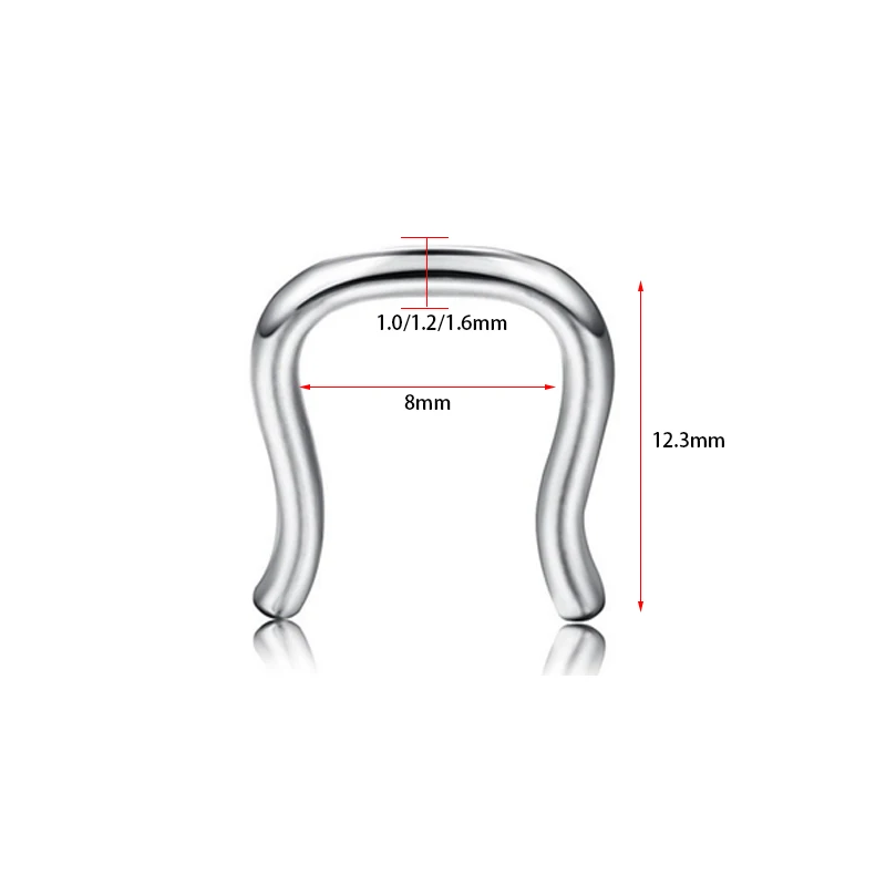 2 шт/партия 6 цветов подковы U форма носовая перегородка кольца хирургические стальные подвески для ушей пирсинг ювелирные изделия для тела 12 г и 14 г и 16 г на выбор