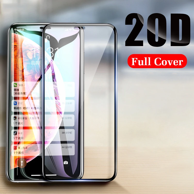 

20D Full Cover Screen Protector Glass On The For iphone 7 8 6 6s PLus X Protective Glass For iphone X Xr Xs Max Tempered Glass