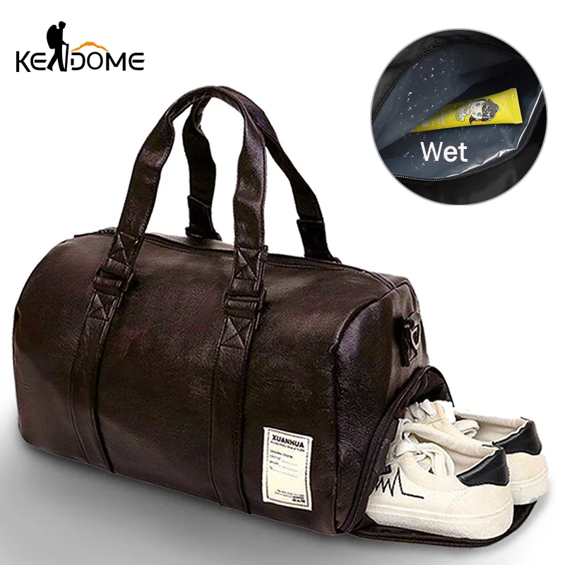 Dry Wet PU Leather Gym Bag Outdoor Travel Handbag For Women Men Waterproof Fitness Training Simming SPorts Shoulder Bags XA170D men s pu leather gym bag sports bags duffel travel luggage tote handbag for male fitness men trip carry on shoulder bags xa109wa