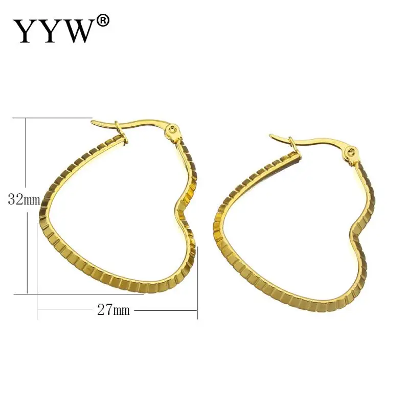Yyw Wedding Lover Office Ear Loops Jewelry Earrings Boucles Doreilles Gold Color Stainless