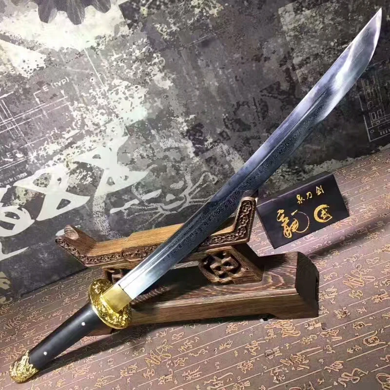 Chinese Sword Damascus Steel Qing Dao Real Sabre Broadsword Sword Sharp
