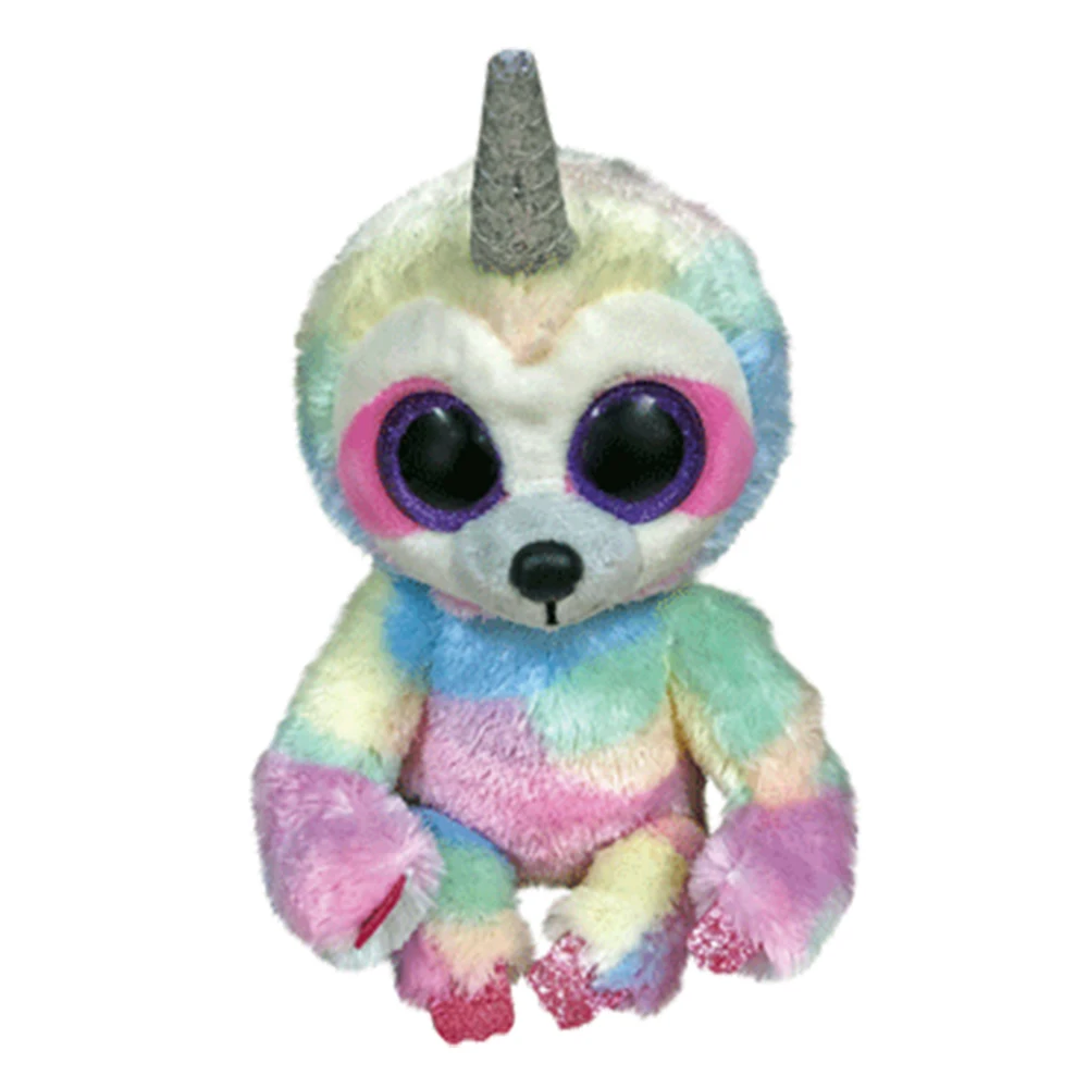 

Pyoopeo Original Ty Boos 6" 15cm Cooper Sloth with Horn Plush Regular Big-eyed Stuffed Animal Collection Doll Toy with Heart Tag