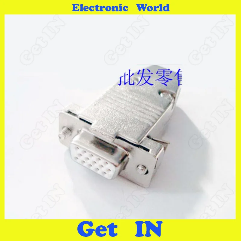 

5pcs 3U Gold Plated D-sub Connector Female VGA Plug In-line Metal Housing 3 Raw 15 Pin Solid Pin Jack