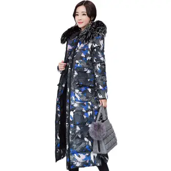 

Camouflage Long Jacket Parka Hooded Winter Jacket Women Fur Collar Cotton Womens Winter Jackets Thicken Coat Manteau Femme C3741