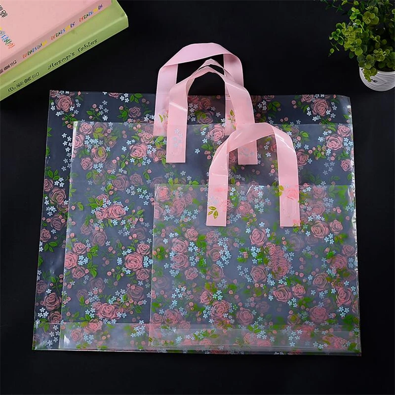5 шт., розовая Прозрачная черная пластиковая подарочная сумка для детей, Подарочная Женская одежда, плотная подарочная упаковка, высокое качество, подарочные сумки